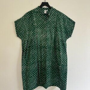 Osei Duro Bata Dress Size M Green Polka Dot Bullfrog